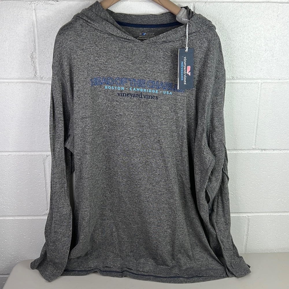 NWT Vineyard Vines performance hoodie 1V016159–030 Heather Gray on the go SZ XL